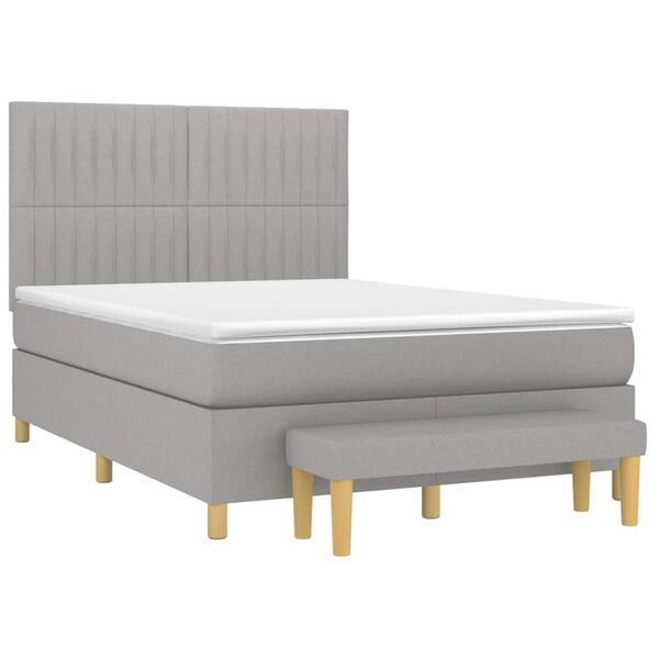 vidaXL Boxspringbett mit Matratze Hellgrau 140x190 cm Stoff