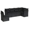 vidaXL 6-tlg. Garten-Sofagarnitur mit Kissen Schwarz Poly Rattan