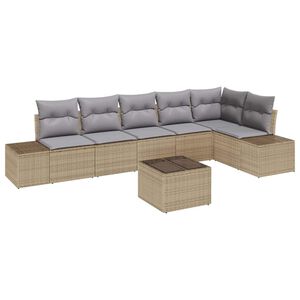 vidaXL Gartensofa-set mit Speicher Beige und Hellgrau Poly-Rattan