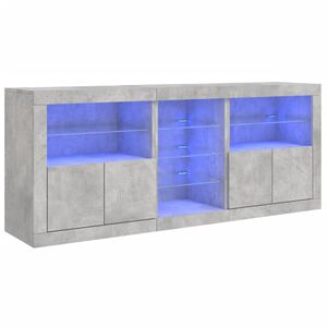 vidaXL Sideboard mit LED-Leuchten Betongrau 181,5x37x67 cm