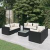 vidaXL 7-tlg. Garten-Lounge-Set mit Kissen Poly Rattan Schwarz