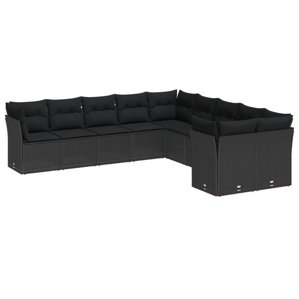 vidaXL Gartensofa-set mit Kissen 13 pcs Schwarz Poly-Rattan