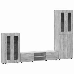 vidaXL TV-Schrankset mit T&uuml;r FLORIN 3 pcs Graues Sonoma Holzwerkstoff