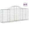vidaXL Gabionen mit Hochbogen 15 Stk. 200x30x80/100cm Verzinktes Eisen