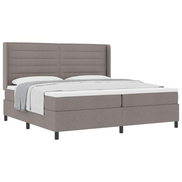 vidaXL Boxspringbett mit Matratze Taupe 200 x 200 cm Stoff