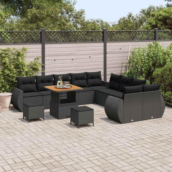 vidaXL Garten-Sofa-Set 13 pcs Schwarz Poly-Rattan