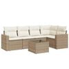 vidaXL 6-tlg. Garten-Sofagarnitur mit Kissen Beige Poly Rattan