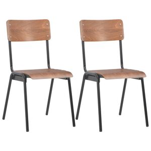 vidaXL Esszimmerst&uuml;hle 2 Stk. Braun Massives Sperrholz Stahl