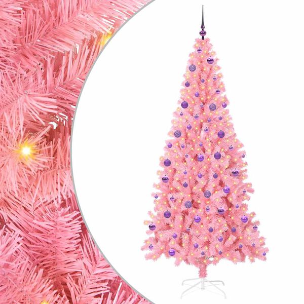 vidaXL Weihnachtsbaum mit 300 LEDs mit St&auml;nder Rosa 210 cm PVC