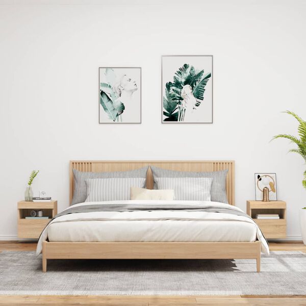 vidaXL TV-Wandschr&auml;nke mit LED-Leuchten 2 Stk. Sonoma-Eiche 40x30x40cm