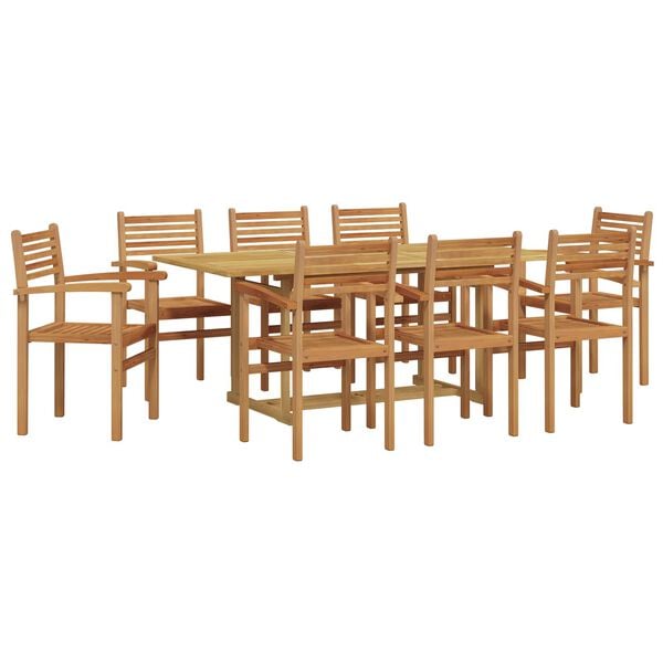 vidaXL Garten Essgruppe 9 pcs Braun Massivholz Teak