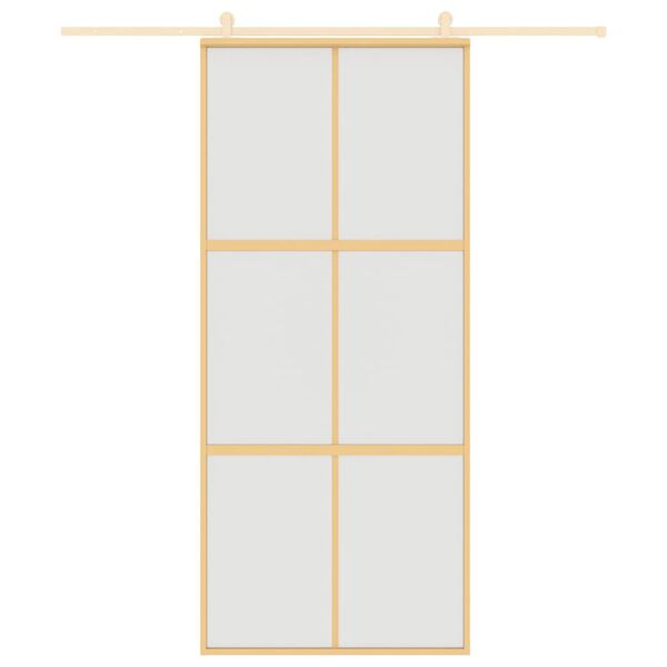 vidaXL Schiebet&uuml;r Golden 90x205 cm Matt ESG-Glas und Aluminium