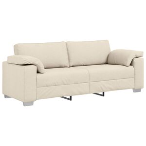 vidaXL 3-Sitzer-Sofa Beige 220 cm Leinenmischgewebe