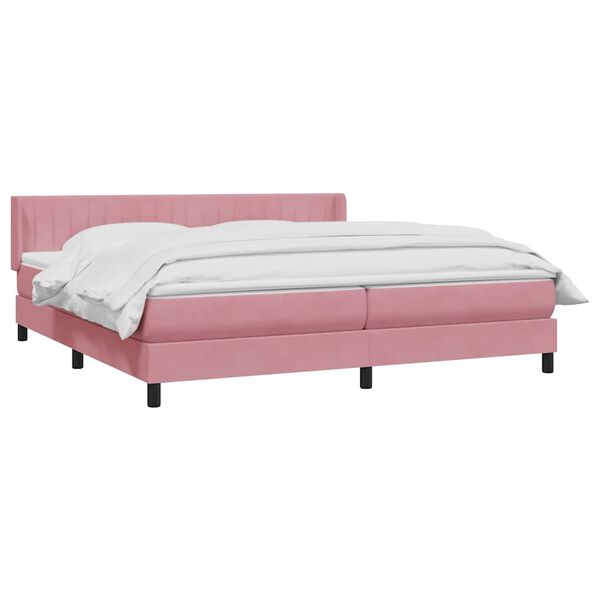 vidaXL Boxspringbett mit Matratze Rosa 200x210 cm Samt