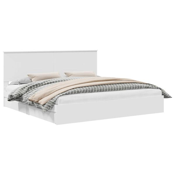 vidaXL Aufbewahrungsbett mit Kopfteil Wei&szlig; 200 x 200 cm Holzwerkstoff