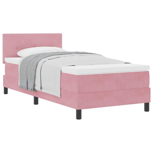 vidaXL Boxspringbett mit Matratze mit Kopfteil Rosa 100 x 200 cm Samt