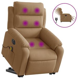 vidaXL Massagesessel mit Aufstehhilfe Elektrisch Braun Samt