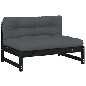vidaXL Mittelsofa Schwarz 120x80 cm Massivholz Kiefer