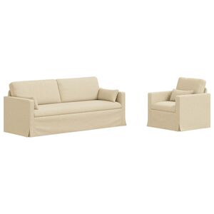 vidaXL Sofa 2 pcs Creme 198 x 78 x 80 cm Stoff