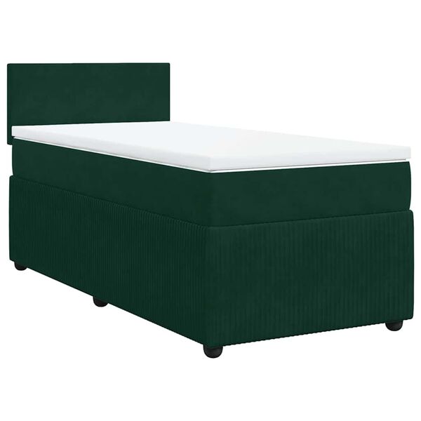 vidaXL Boxspringbett mit Matratze Dunkelgr&uuml;n 90x200 cm Samt
