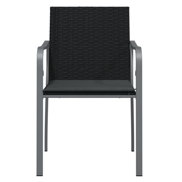 vidaXL Gartenst&uuml;hle mit Kissen 2 Stk. Schwarz 56x59x84 cm Poly Rattan