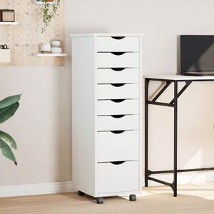vidaXL Rollschrank mit Schubladen MOSS Wei&szlig; Massivholz Kiefer
