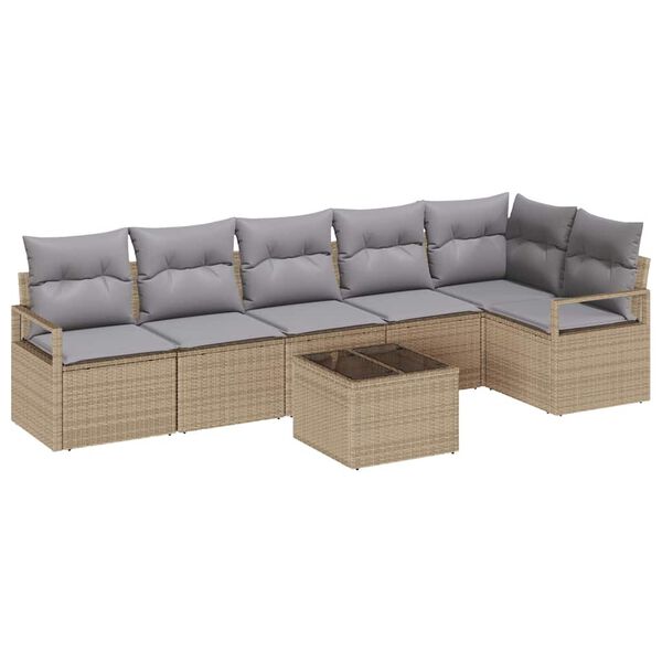 vidaXL Garten-Sofa-Set mit Kissen 7 pcs Beige und Hellgrau