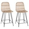 vidaXL Barhocker 2 stk. Natur 44 x 54 x 96 cm Rattan und Stahl