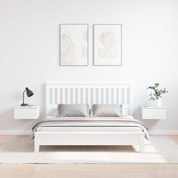 vidaXL Nachttisch 2 pcs Wei&szlig; 37 x 35 x 18,5 cm Massivholz Kiefer