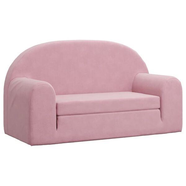 vidaXL Kinder-Schlafsofa 2-Sitzer Rosa Weicher Plüsch