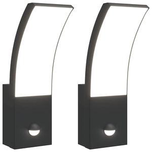 vidaXL LED-Au&szlig;enwandleuchten mit Sensor 2 Stk. Schwarz Aludruckguss