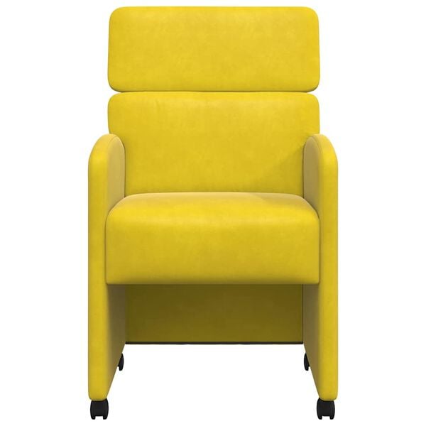 vidaXL Esszimmerst&uuml;hle mit Rollen 2 pcs Gelb 58 x 65 x 98 cm Samt