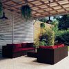 vidaXL 7-tlg. Garten-Lounge-Set mit Kissen Poly Rattan Braun