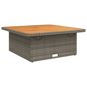 vidaXL Gartentisch Grau 110x110x71 cm Poly Rattan und Akazienholz