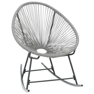 vidaXL Schaukelstuhl Mondstuhl Grau Poly Rattan