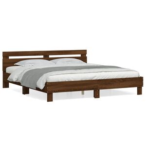vidaXL Bettgestell mit Kopfteil Braun Eichen-Optik 200x200 cm