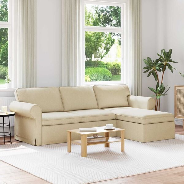 vidaXL Sofa Creme Gesamtabmessungen: 245 x 138 x 80 cm (B x T x H)