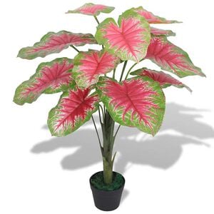 vidaXL K&uuml;nstliche Caladium Pflanze mit Topf 85 cm Rot und Gr&uuml;n