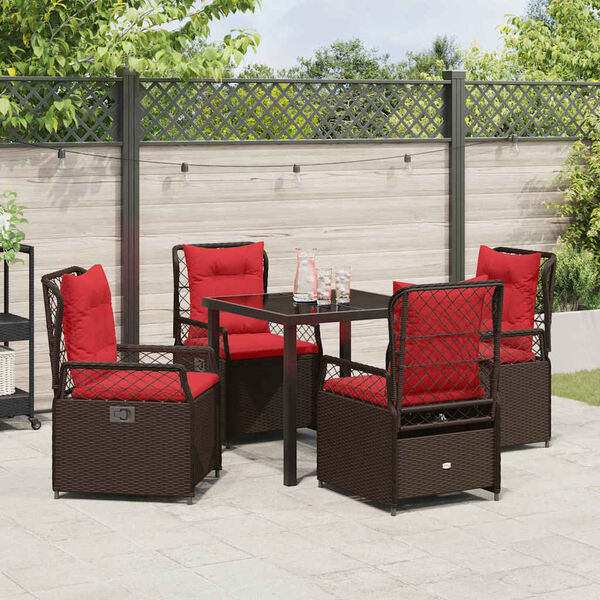 vidaXL Garten Essgruppe 5 pcs Braun Poly-Rattan