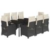 vidaXL 9-tlg. Garten-Essgruppe mit Kissen Schwarz Poly Rattan