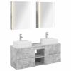 vidaXL Badezimmerm&ouml;bel-Set 5 pcs Betongrau Ingenieurholz und Glas