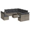 vidaXL 12-tlg. Garten-Sofagarnitur mit Kissen Grau Poly Rattan