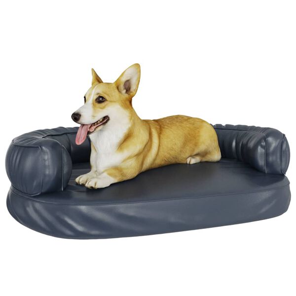 vidaXL Hundebett Ergonomisch Schaumstoff Dunkelblau 88x65cm Kunstleder