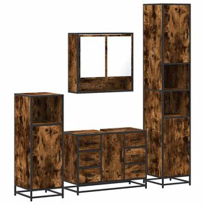 vidaXL 4-tlg. Badm&ouml;bel-Set R&auml;uchereiche Holzwerkstoff