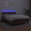 vidaXL Boxspringbett mit Matratze & LED Braun 140x190 cm Kunstleder