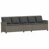 vidaXL 4-tlg. Garten-Sofagarnitur mit Kissen L-Form Grau Poly Rattan