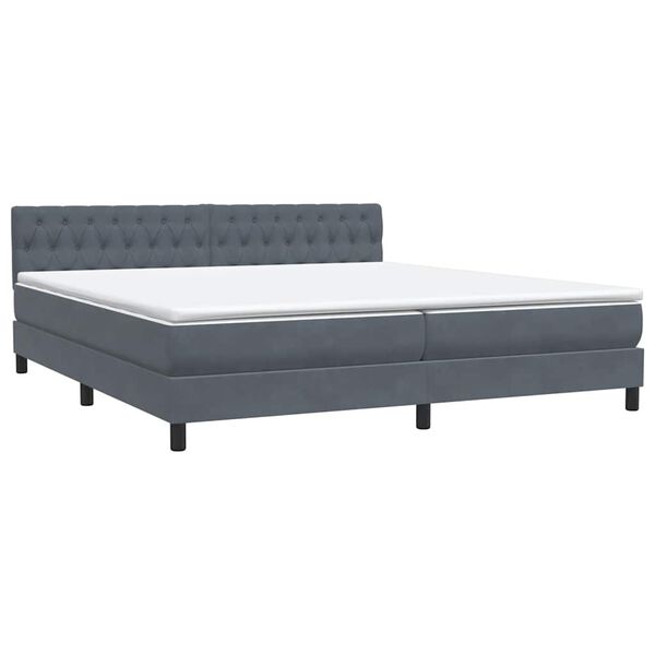 vidaXL Boxspringbett mit Matratze Dunkelgrau 180x220 cm Samt