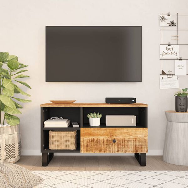 vidaXL TV-Schrank 80x33x46 cm Massivholz Mango & Holzwerkstoff