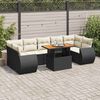 vidaXL 8-tlg. Garten-Sofagarnitur mit Kissen Schwarz Poly Rattan