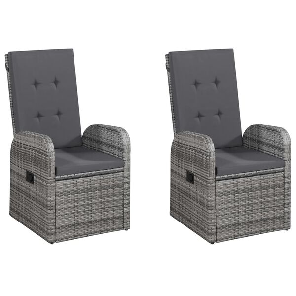 vidaXL 5-tlg. Garten-Essgruppe mit Kissen Poly Rattan Grau